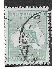 Australia  #51  1shp Kangaroo & Map blue green (U) CV $14.00