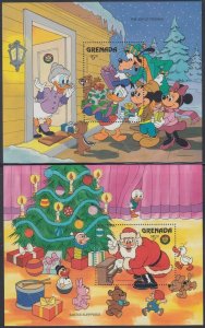 GRENADA #1414-5 DISNEY SET of 2 SOUVENIR SHEETS CELEBRATING CHRISTMAS 1986