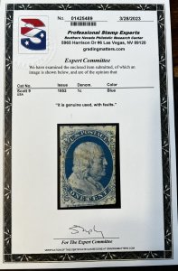 US Scott#9 with Cert. PSE