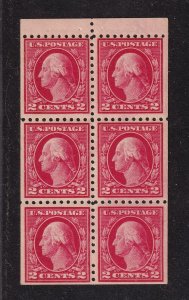 1914 Washington 2c booklet pane of 6 Sc 425e MNH fresh OG (X2