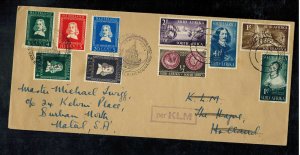 1952 Van Riebeck Natal South Africa Cover to Holland via KLM