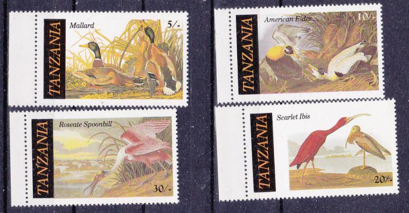 Tanzania 306-9 MNH 1986 Audubon Birth Bicent. Blocks