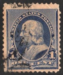 SC#219 1¢ Franklin (1890) Used/Fault