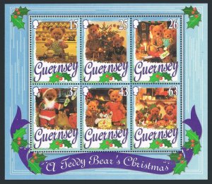Guernsey 614a sheet,MNH.Michel Bl.20. Teddy Bears celebrating Christmas 1997.