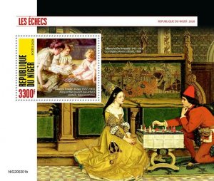 Niger Sports Stamps 2020 MNH Chess Games Francis Coates Jones Art 1v S/S