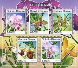 2017 Guinea-Bissau Mnh. Orchids. Y&T Code: 7109-7113  |  Michel Code: 9338-9342