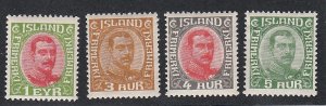 Iceland # 108-111, King Christian X, Mint Hinged, 1/3 Cat