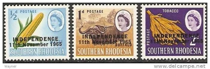 1966 Rhodesia Scott 208-210 low values Independence O/P MVLH