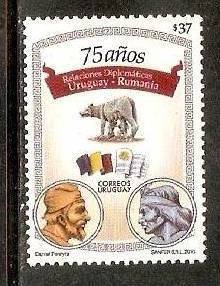 Uruguay - Romania 2010 Joint Issue Deniel Pereyra & Sanfer S.R.L. Flag  MNH #...