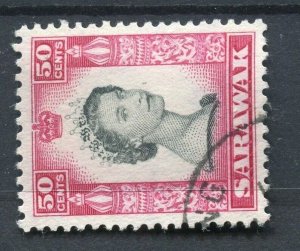 SARAWAK; 1953 early QEII pictorial issue fine used 50c. value