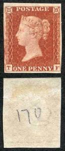 1841 Penny Red (TF) Plate 170 Imprimatur Cat 1350 pounds