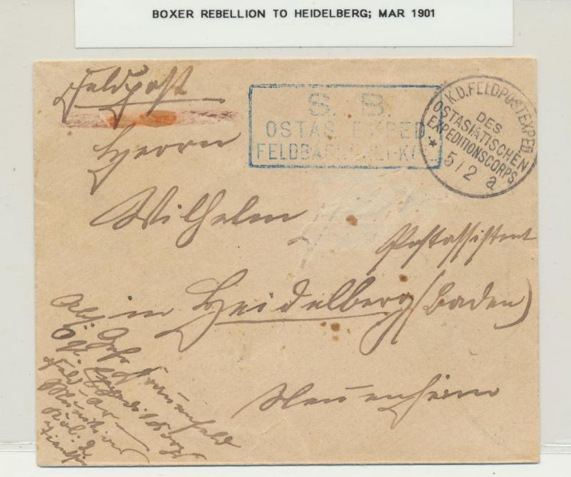 CHINA- GERMANY 1901 BOXER REBELLION COVER OSTAS EXPED GREEN CACHET(SEE BELOW)