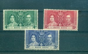 Hong Kong - Sc# 151-3. 1937 Coronation. MNH $24.00.