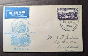 1932 New Zealand Cover Special Christmas Eve Flight Hawera to Auckland