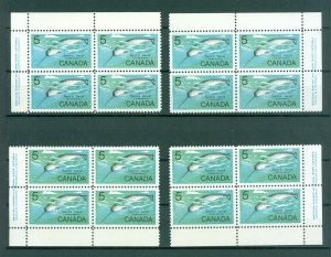 Canada. 1969. 4 Diff. Plate-Blocks. Mnh. Wildlife, Male Narwhal. Sc# 480