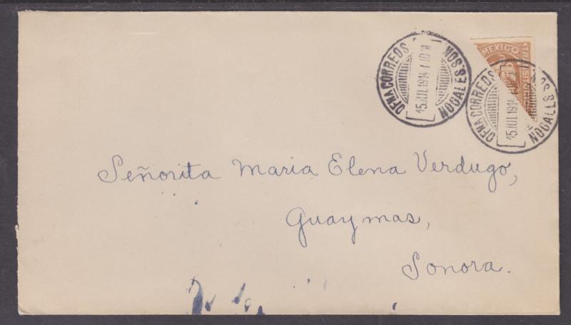 Mexico Sc 359 Bisect on 1914 Cover to Sonora