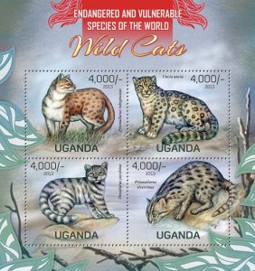 UGANDA - 2013 - Wild Cats - Perf 4v Sheet - Mint Never Hinged