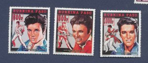 BURKINA FASO - Scott 990-992 perf singles - MNH - Elvis