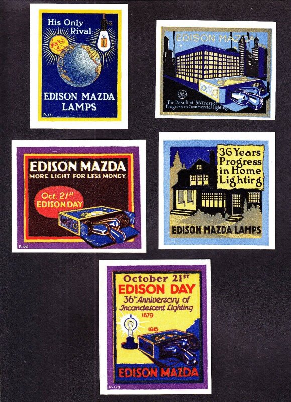 US 1932 Edison Golden Jubilee Poster Stamps Lot of 5