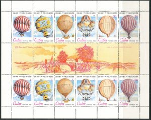 CUBA Sc#2576-2581 1983 Manned Balloon Flight Bicentenary Full Sheet OG Mint NH