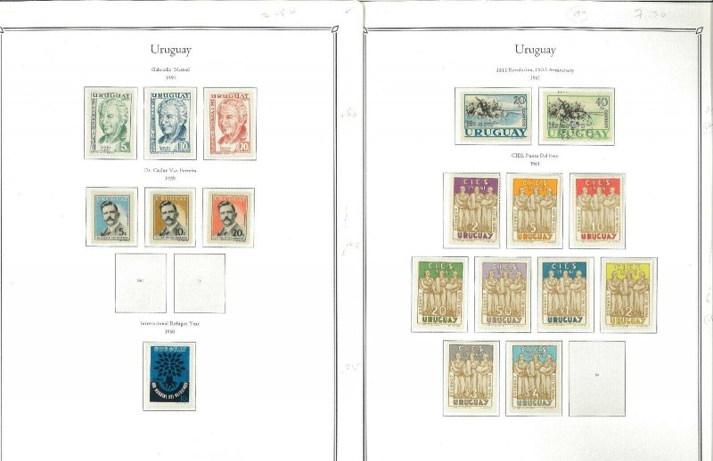 Uruguat 1859-1970 M & U on Palo Hingeless Pages (No Binder)