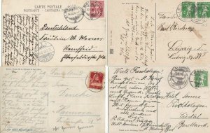 SWITZERLAND  FOUR POST CARDS CIRCA 1st WORLD WAR , GOOD CANCELS & STAMPS