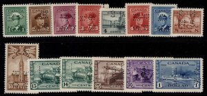 CANADA GVI SG O137-O150, 1942-43 WAR EFFORT SHORT set, LH MINT.