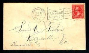 PH10n Cover Flag Cancel ELMWOOD STATION, Feb. 12, 1901 Providence R.I. Wax seal