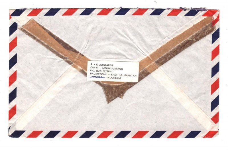 INDONESIA Air Mail Cover *Balikpapan* 1978 Devon Bideford {samwells}MA1099