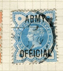 BRITAIN; 1890s classic Official ARMY Revenue Optd. fine used 1/2d. value