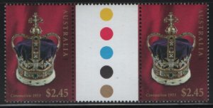 Australia 2003 MNH Sc 2153 $2.45 Crown QEII Coronation 50th ann Gutter pair