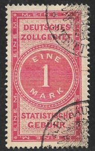 GERMANY 1880-87 1mk Statistical Fees Revenue Erler No.AF5a VFU