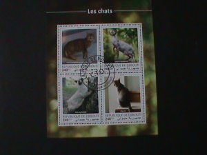 ​DJIBOUTI 2018-SC#1540- WORLD FAMOUS LOVELY CATS CTO SHEET VF LAST ONE