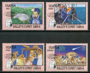 UGANDA  HALLEY'S COMET OVERPRINTED   SET  MINT NH
