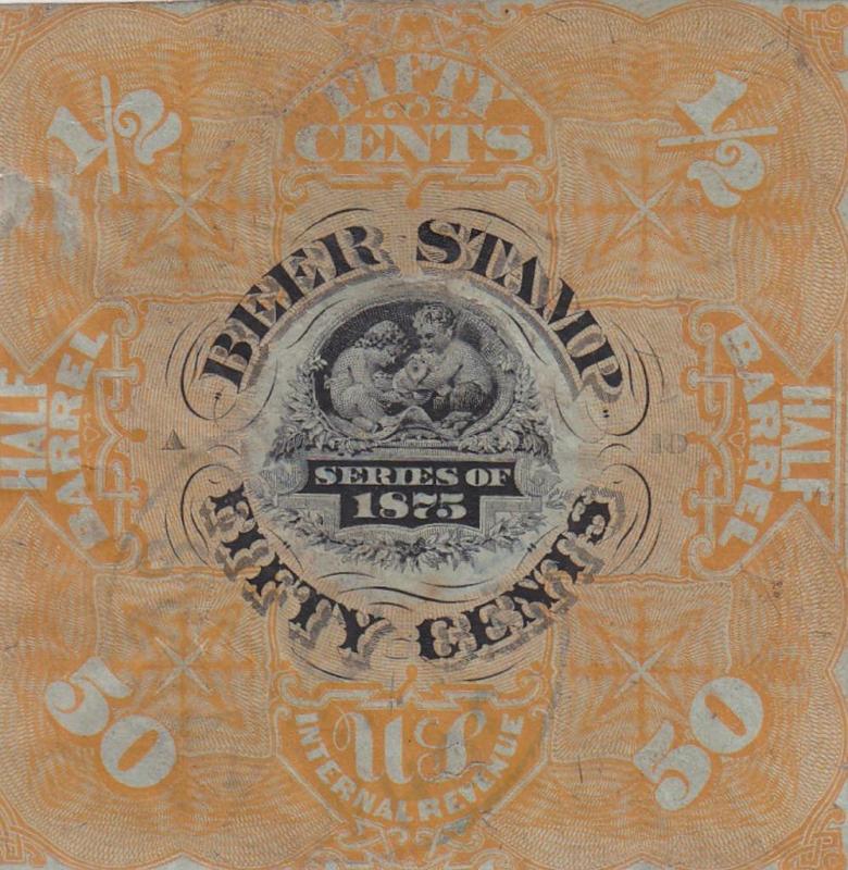 Beer Tax Stamp, Sc #REA 34, 1875, Thins (25053)