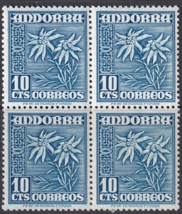 Andorra Spanish 1953 Sc 39 block MNH**