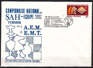 Romania, MAY/87 issue. Chess 09/MAY/87 Cancel on a Cachet Cover.