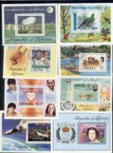 LIBERIA 1976-1979, Souvenir sheets w/official cancel, 15 different