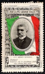 1915 Italy WW I Poster Stamp For The Greater Italy H.E. Sidney Sonnino