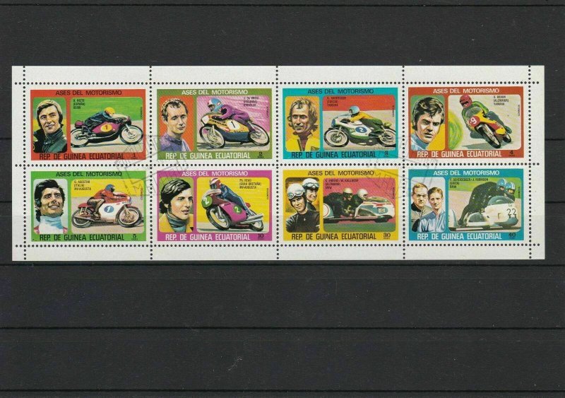 Republic of Equatorial Guinea Famous Motorbikers Used Stamps Sheet Ref 25097