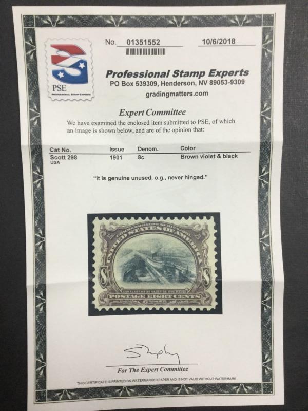 MOMEN: US STAMPS #298 MINT OG NH PSE CERT XF