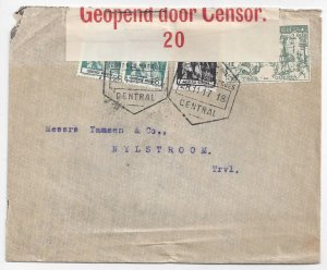 Mozambique Nov. 1917 CENSORED cover to NYLSTROOM Transvaal-RSA transit PRETORIA