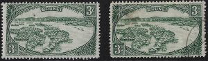 Brunei SG 81/Scott 164, 3 c green MLH + used F-VF. CV£10    ($12.50)   (a2271a