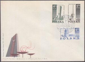 POLAND Sc # 1485-7 FDC of 3 DIFF - HOLOCAUST and WWII MONUMENTS, incl LODZ