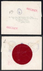 Aden 1961 SECRET cover to the Secretary of State for the Colonies