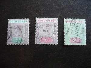 Stamps - Gold Coast - Scott# 26,27,33 - Used Part Set of 3 Stamps