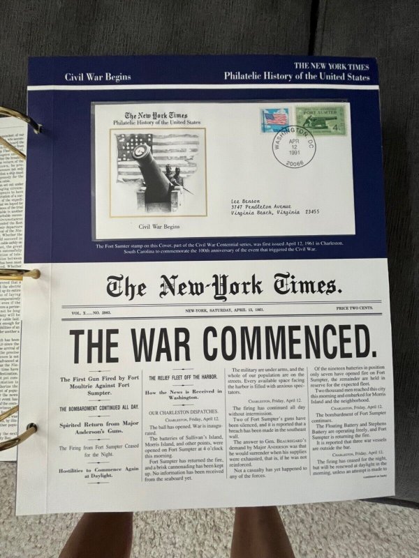 NY times Philatelic history of US panel: civil war begins
