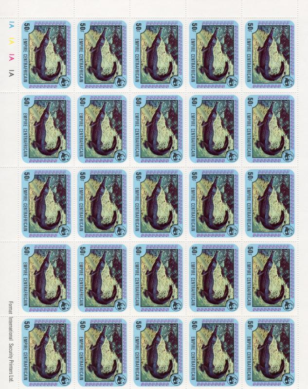 Central African Republic 1978 Sc#323/328 WWF Wildlife Mini-Sheetlet(25) Unfolded