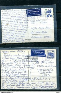 Germany 1977/1988  2 Postal Cards To USA  Mi 773/997 Single Usage 12010