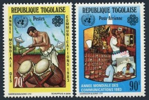 Togo 1172-1173, MNH. Mi 1645-1646. World Communications Year WCY-1973. Drummer.